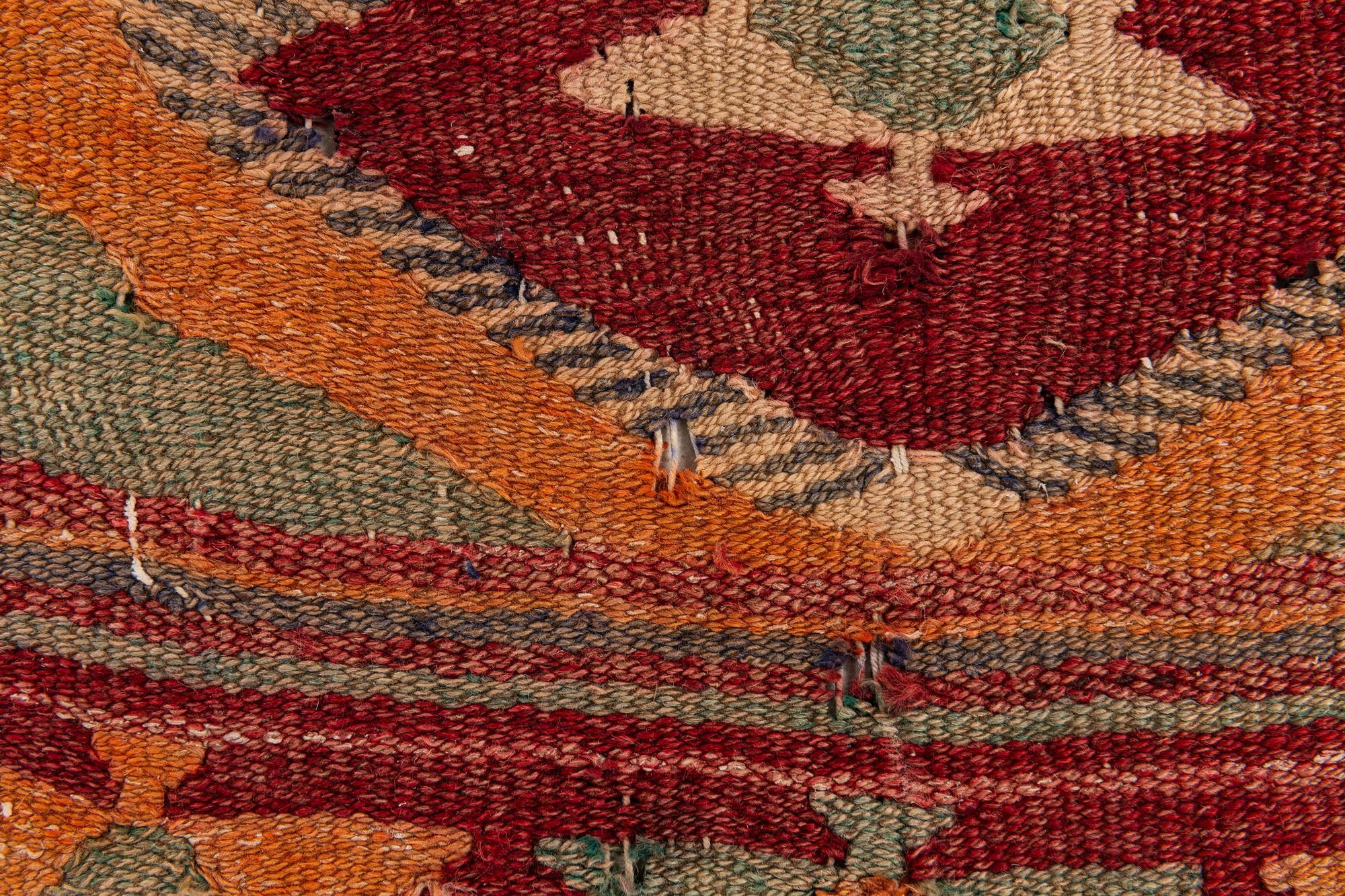 3' 9 x 8' 7 Hand Woven Kilim Fars Wool Runner Rug