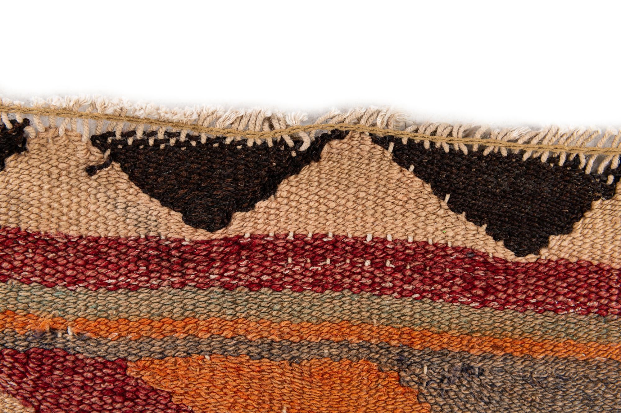3' 9 x 8' 7 Hand Woven Kilim Fars Wool Runner Rug