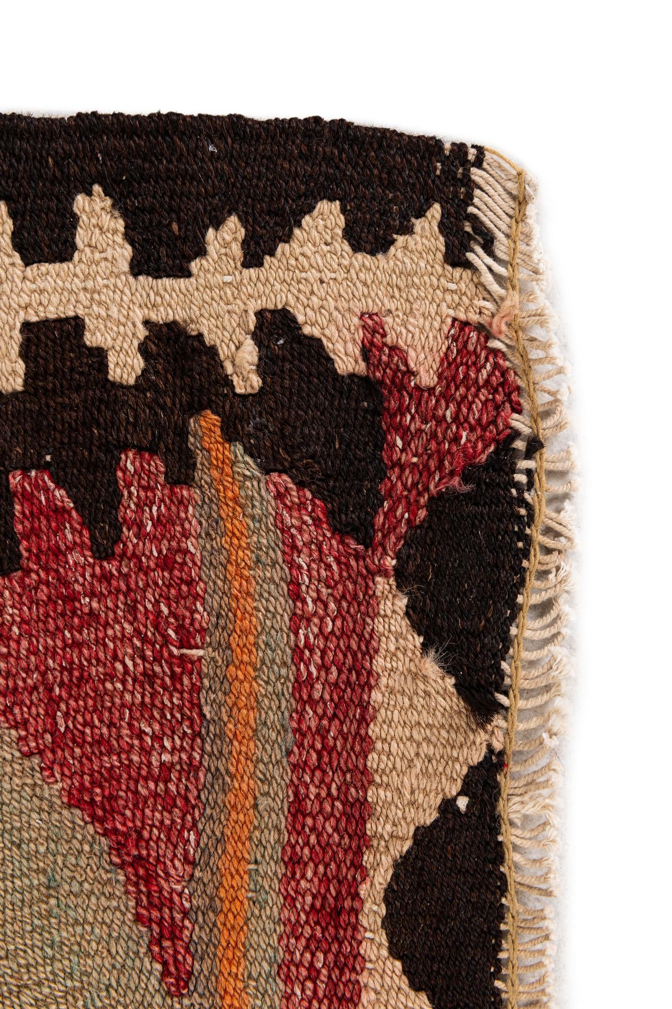 3' 9 x 8' 7 Hand Woven Kilim Fars Wool Runner Rug
