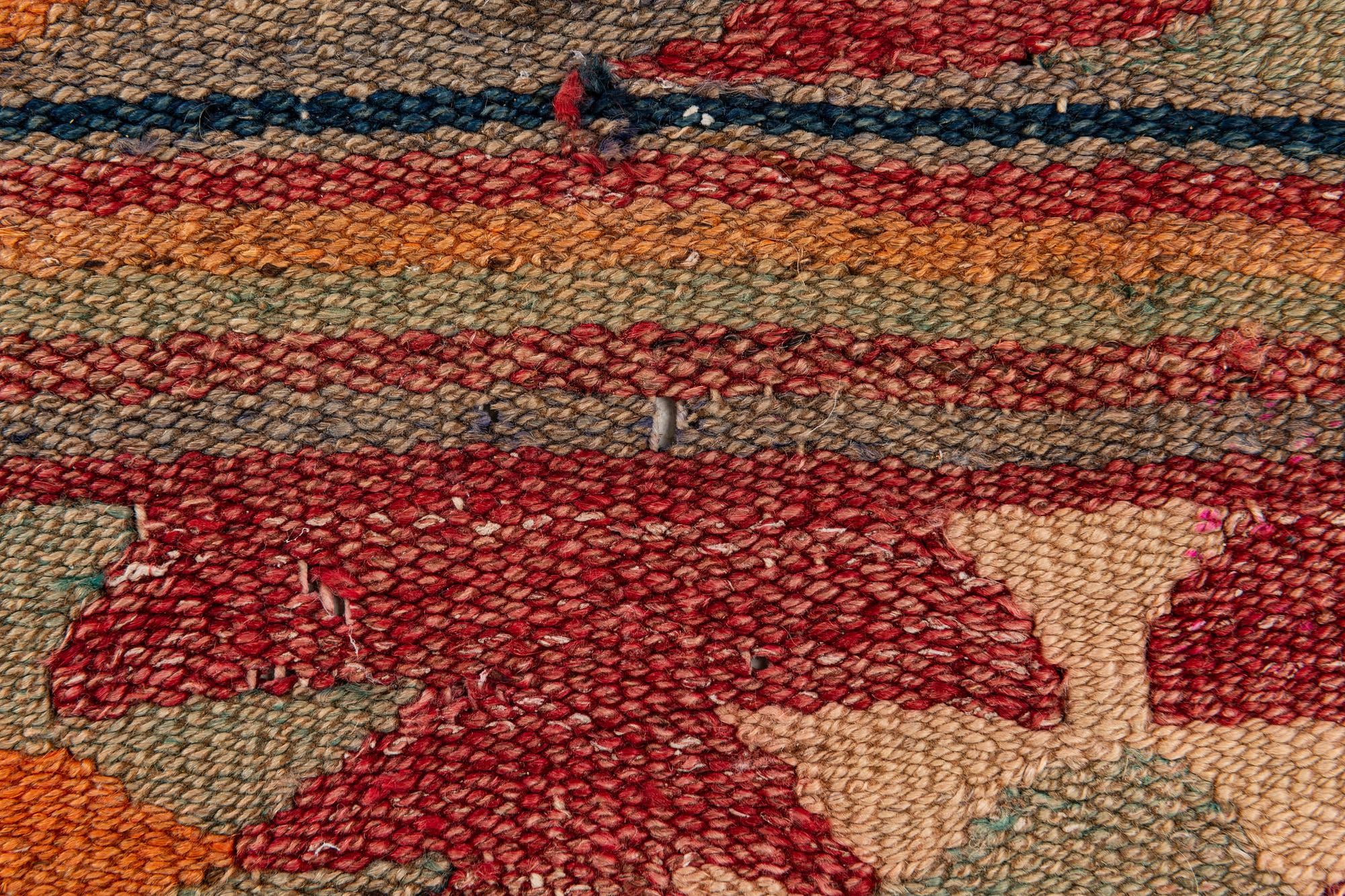 3' 9 x 8' 7 Hand Woven Kilim Fars Wool Runner Rug