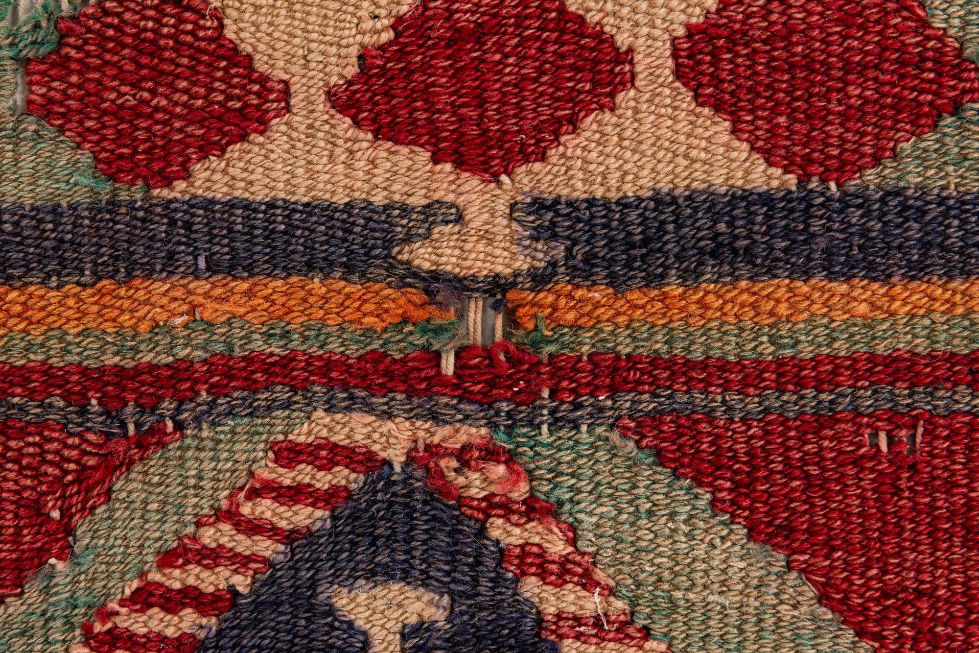 3' 9 x 8' 7 Hand Woven Kilim Fars Wool Runner Rug