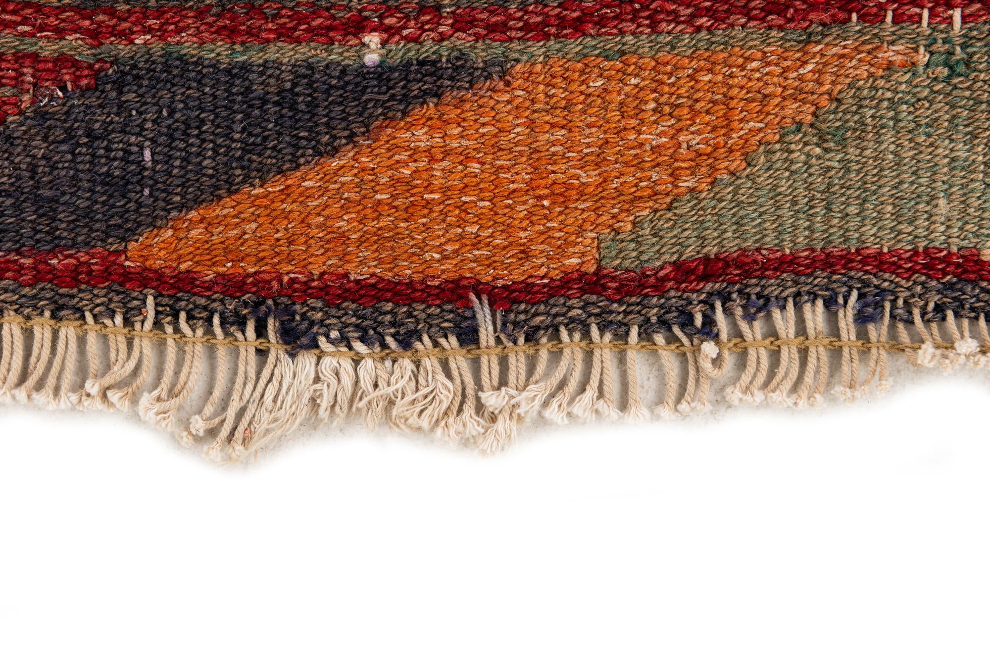 3' 9 x 8' 7 Hand Woven Kilim Fars Wool Runner Rug
