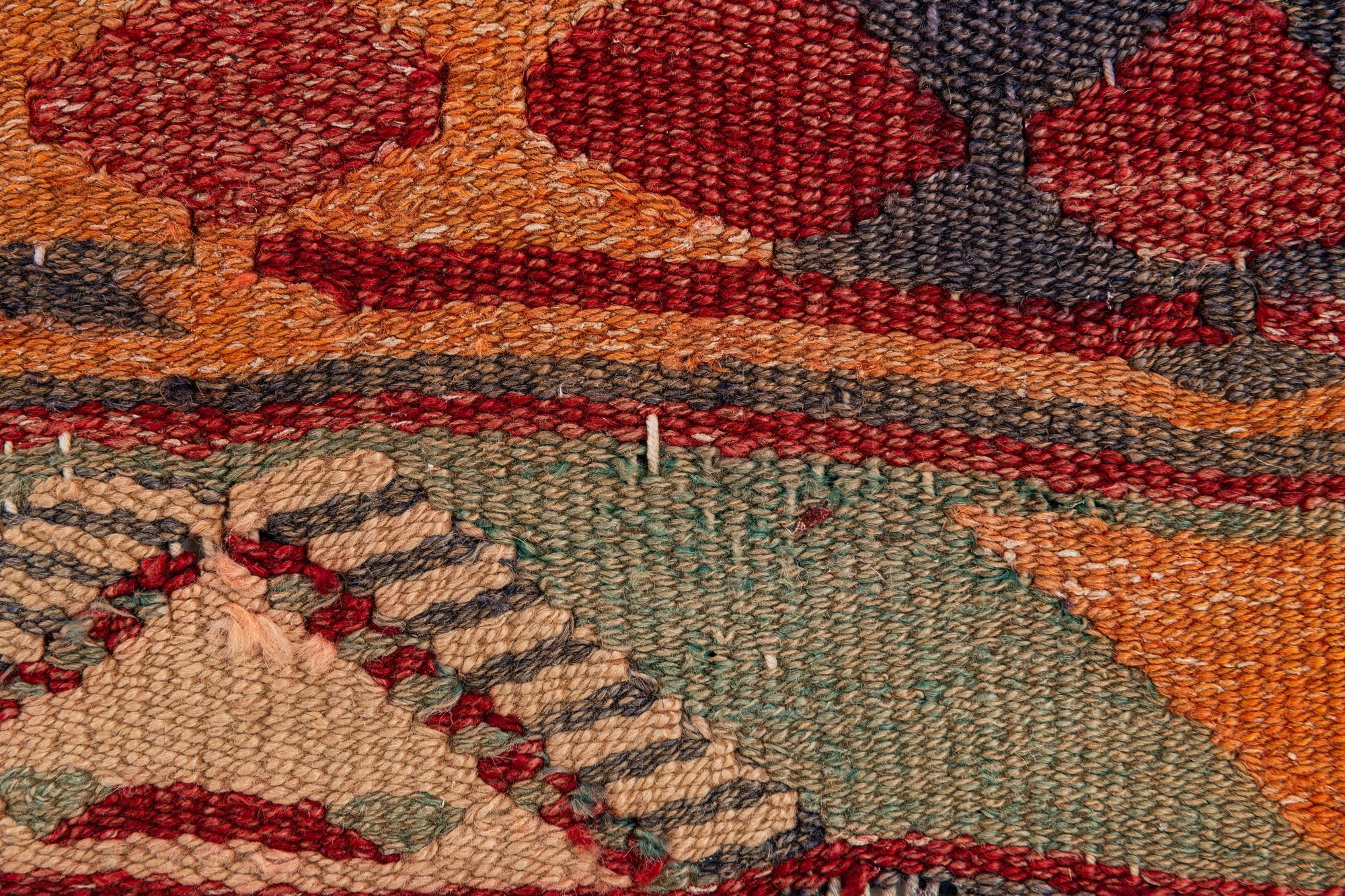 3' 9 x 8' 7 Hand Woven Kilim Fars Wool Runner Rug