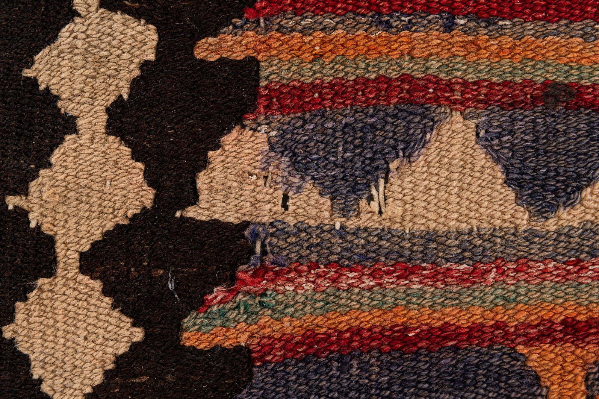 3' 9 x 8' 7 Hand Woven Kilim Fars Wool Runner Rug