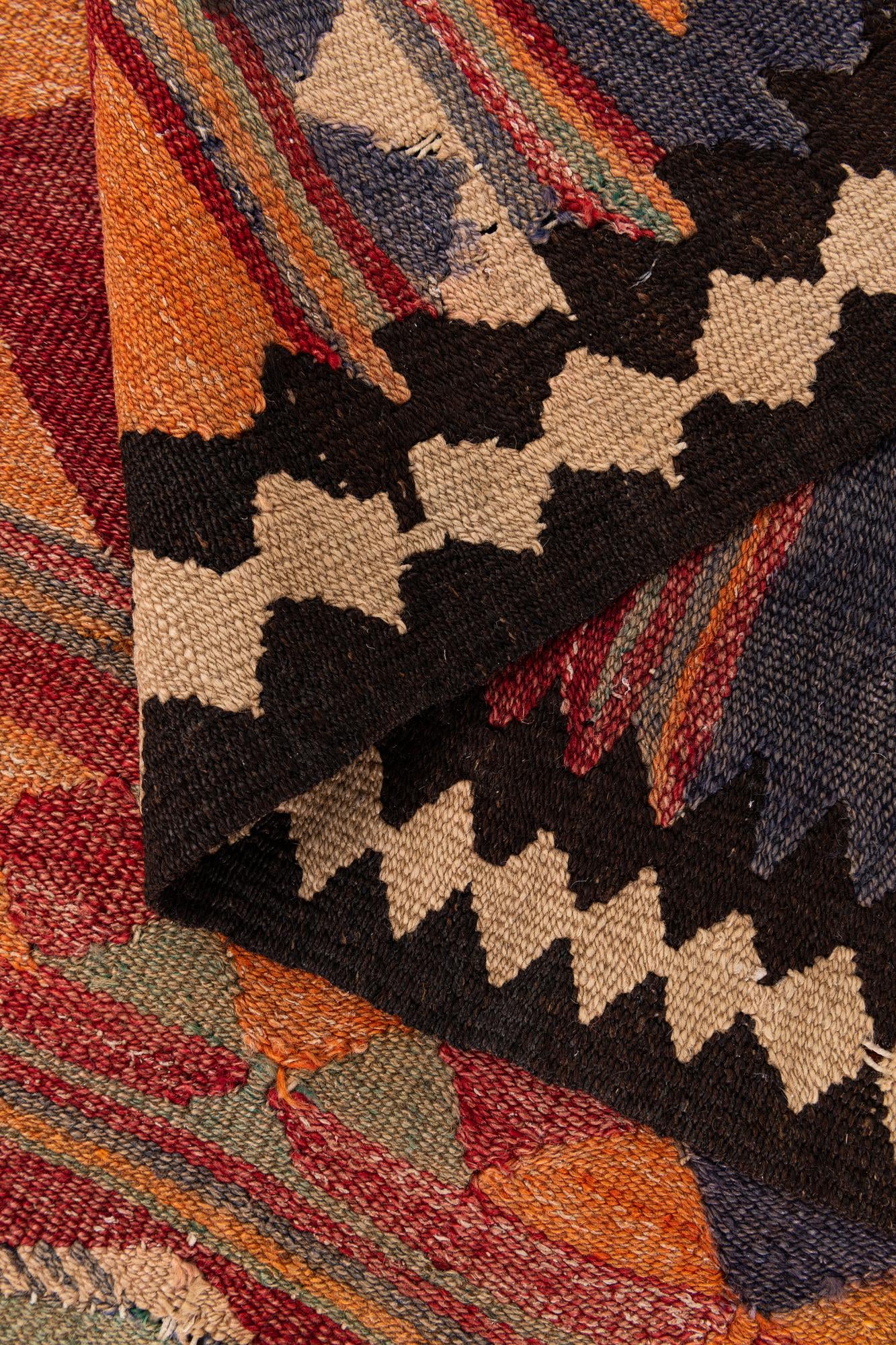 3' 9 x 8' 7 Hand Woven Kilim Fars Wool Runner Rug