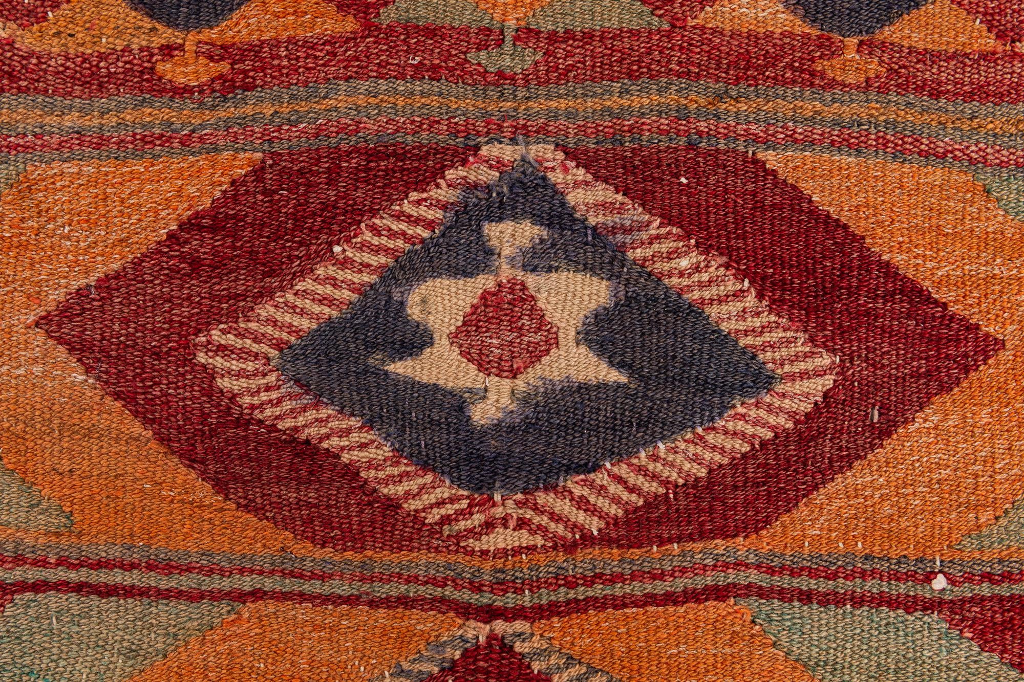 3' 9 x 8' 7 Hand Woven Kilim Fars Wool Runner Rug