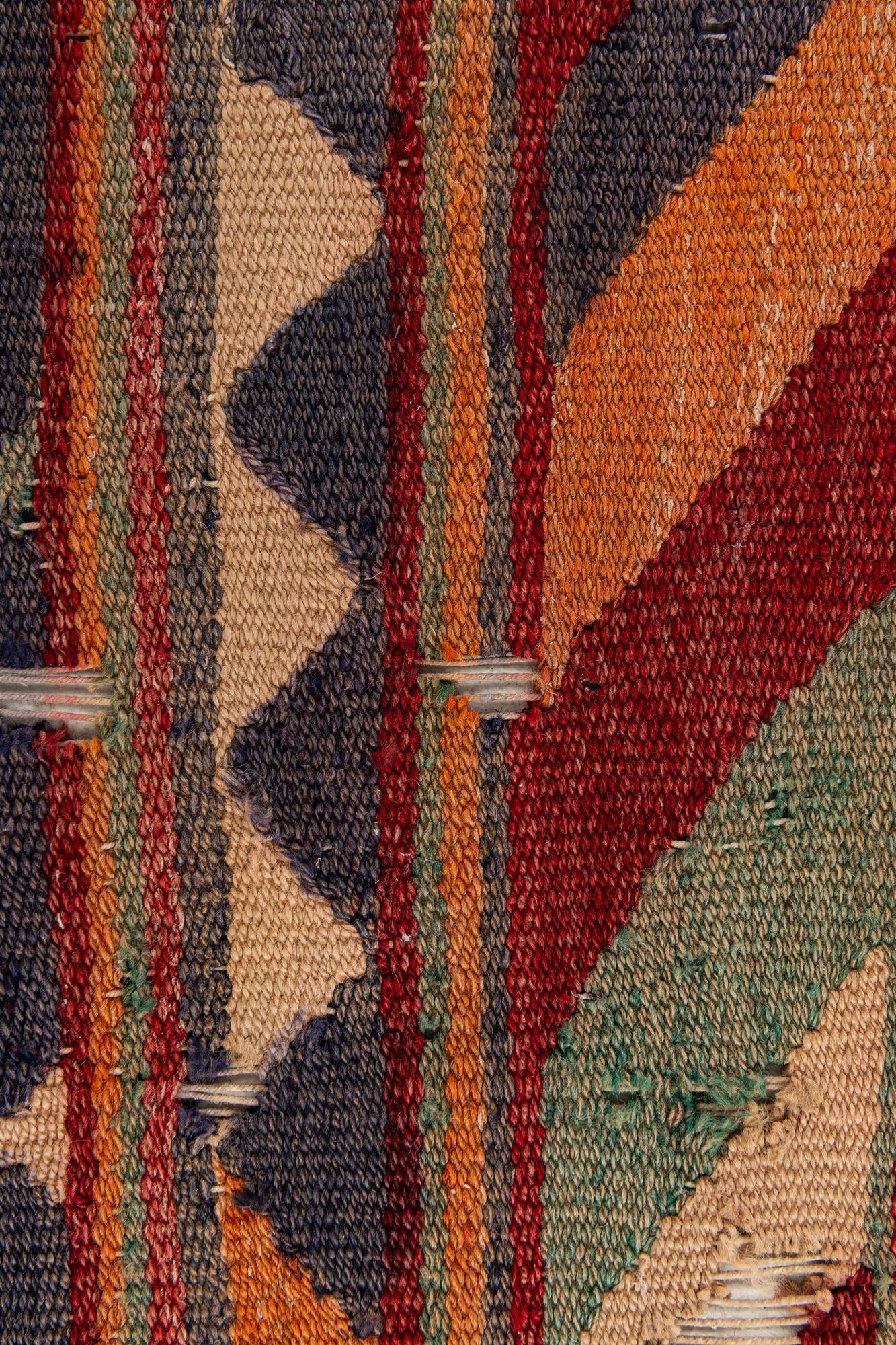 3' 9 x 8' 7 Hand Woven Kilim Fars Wool Runner Rug