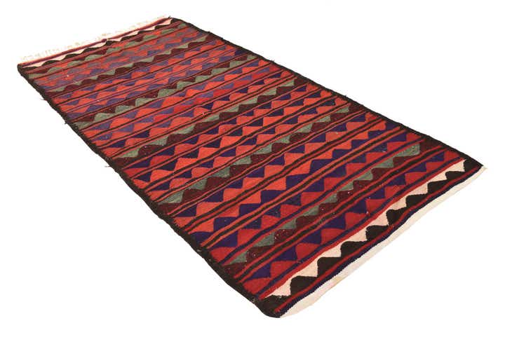 3' 9 x 8' Hand Woven Kilim Fars Wool Runner Rug
