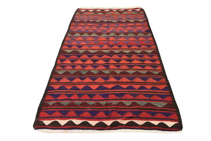3' 9 x 8' Hand Woven Kilim Fars Wool Runner Rug