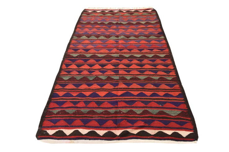 Detail image of 3' 9 x 8' Hand Woven Kilim Fars Wool Runner Rug