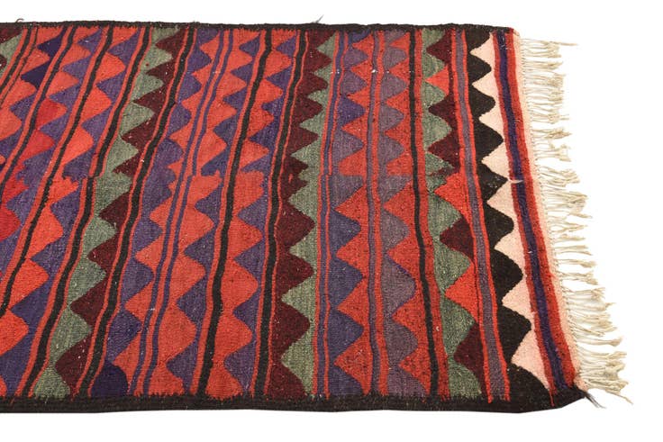 Detail image of 3' 9 x 8' Hand Woven Kilim Fars Wool Runner Rug