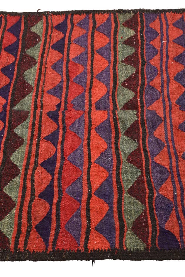 Detail image of 3' 9 x 8' Hand Woven Kilim Fars Wool Runner Rug