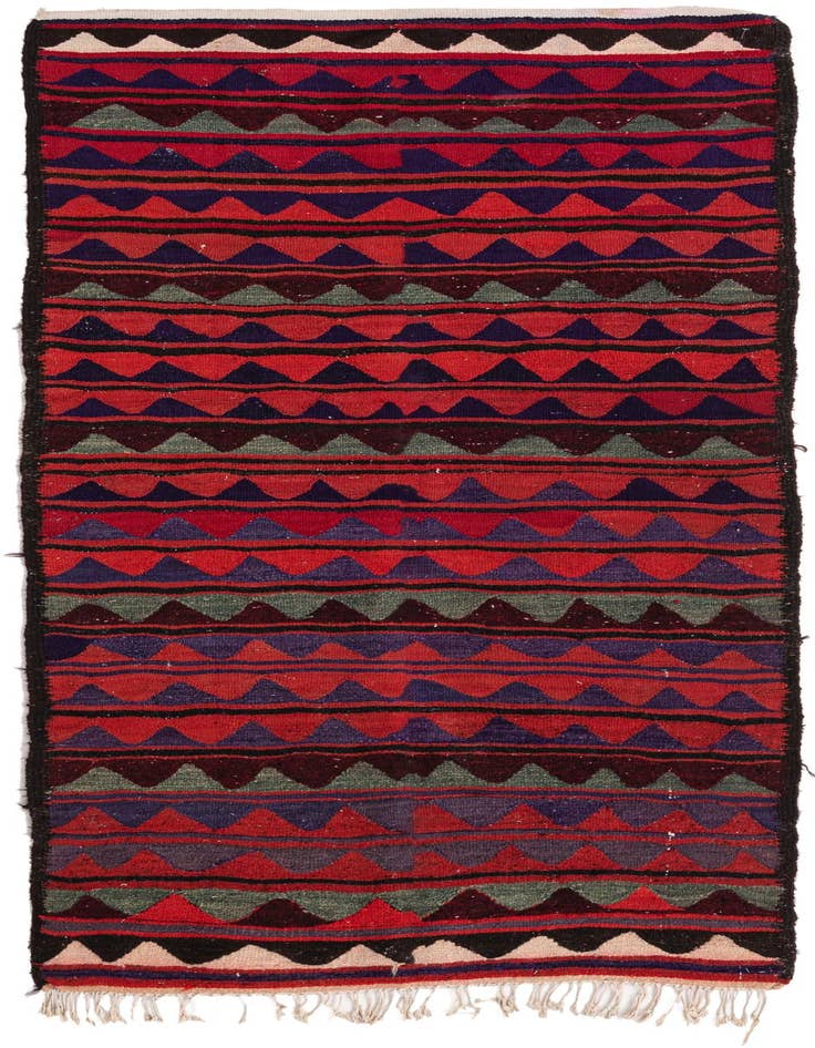 Detail image of 3' 9 x 8' Hand Woven Kilim Fars Wool Runner Rug