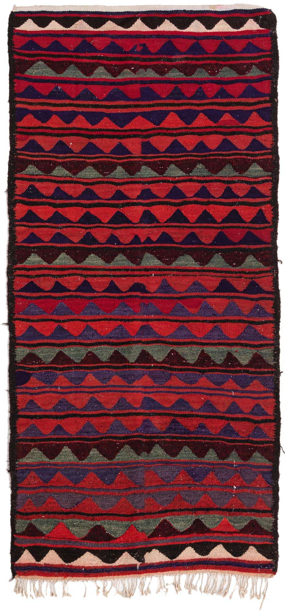3' 9 x 8' Hand Woven Kilim Fars Wool Runner Rug