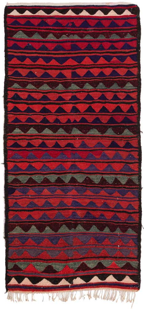 3' 9 x 8' Hand Woven Kilim Fars Wool Runner Rug