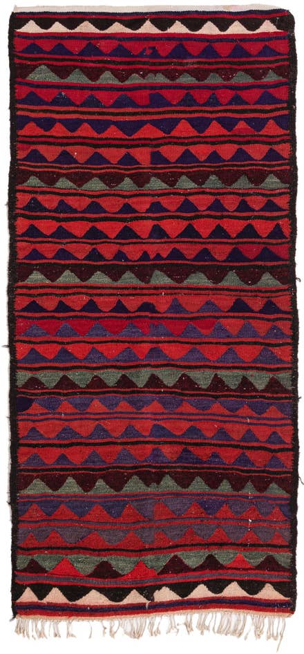 Detail image of 3' 9 x 8' Hand Woven Kilim Fars Wool Runner Rug