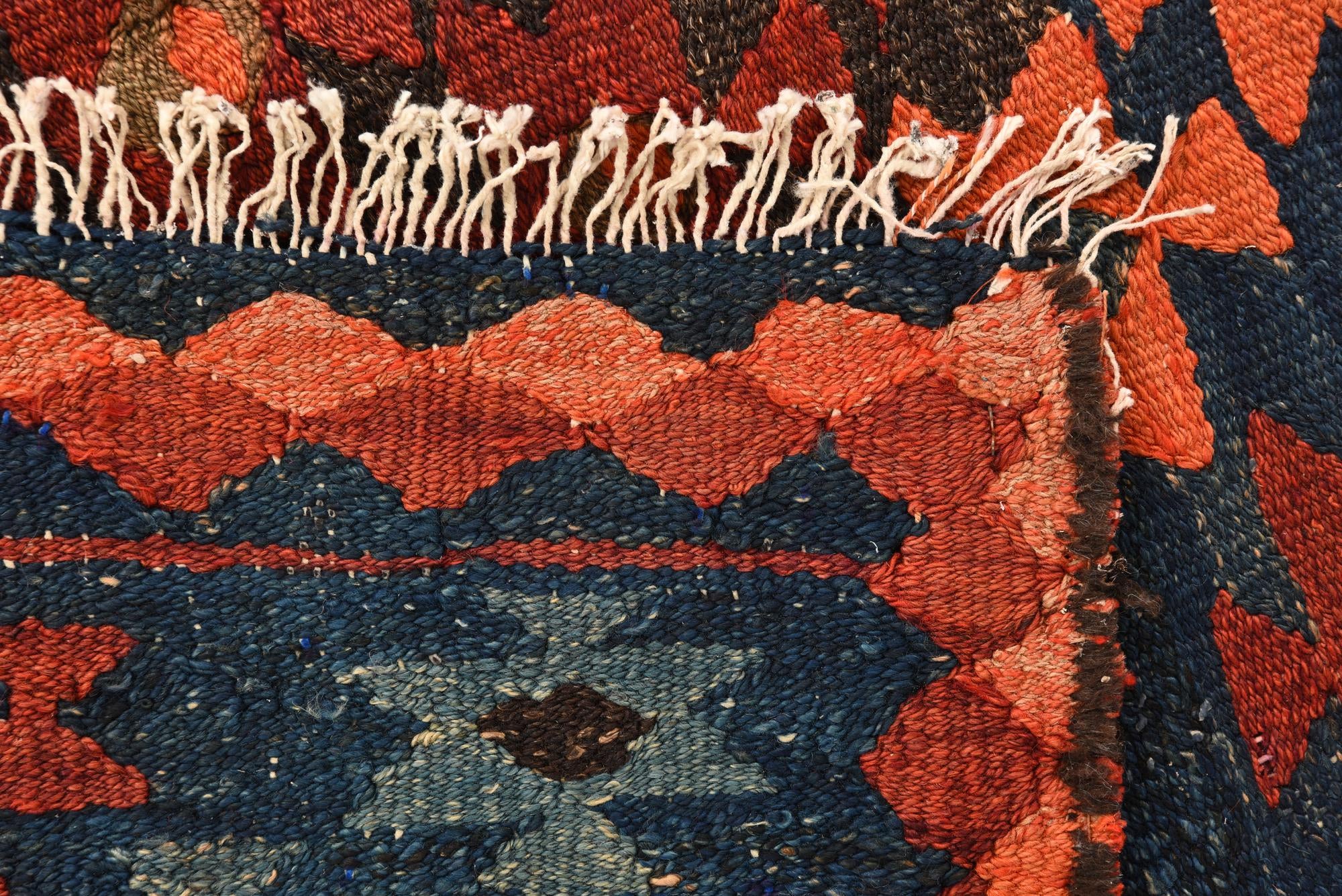 3' 10 x 7' 4 Hand Woven Kilim Fars Wool Runner Rug