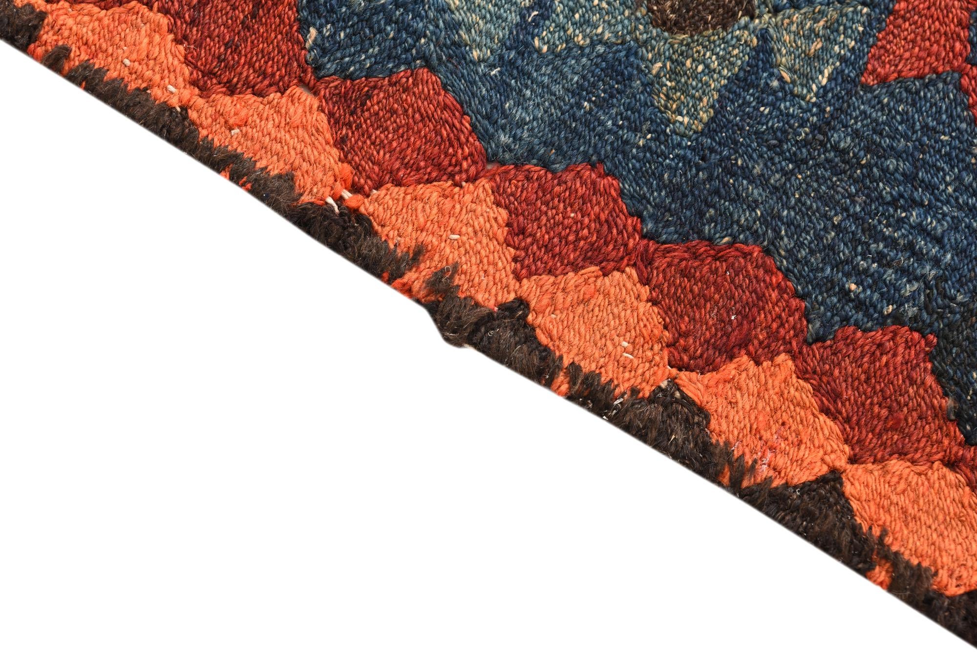 3' 10 x 7' 4 Hand Woven Kilim Fars Wool Runner Rug