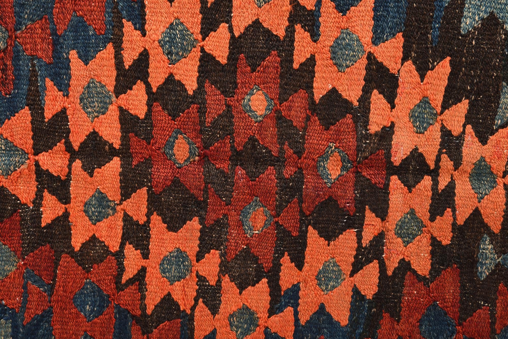 3' 10 x 7' 4 Hand Woven Kilim Fars Wool Runner Rug