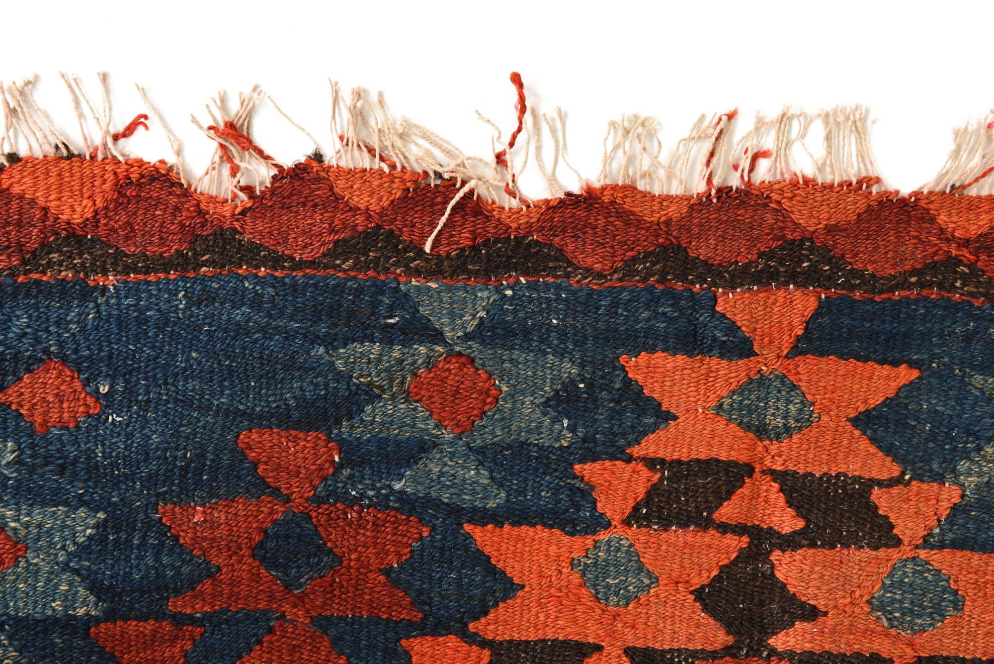 3' 10 x 7' 4 Hand Woven Kilim Fars Wool Runner Rug