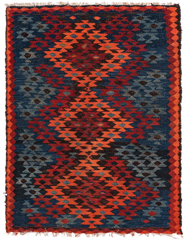 Detail image of 3' 10 x 7' 4 Hand Woven Kilim Fars Wool Runner Rug