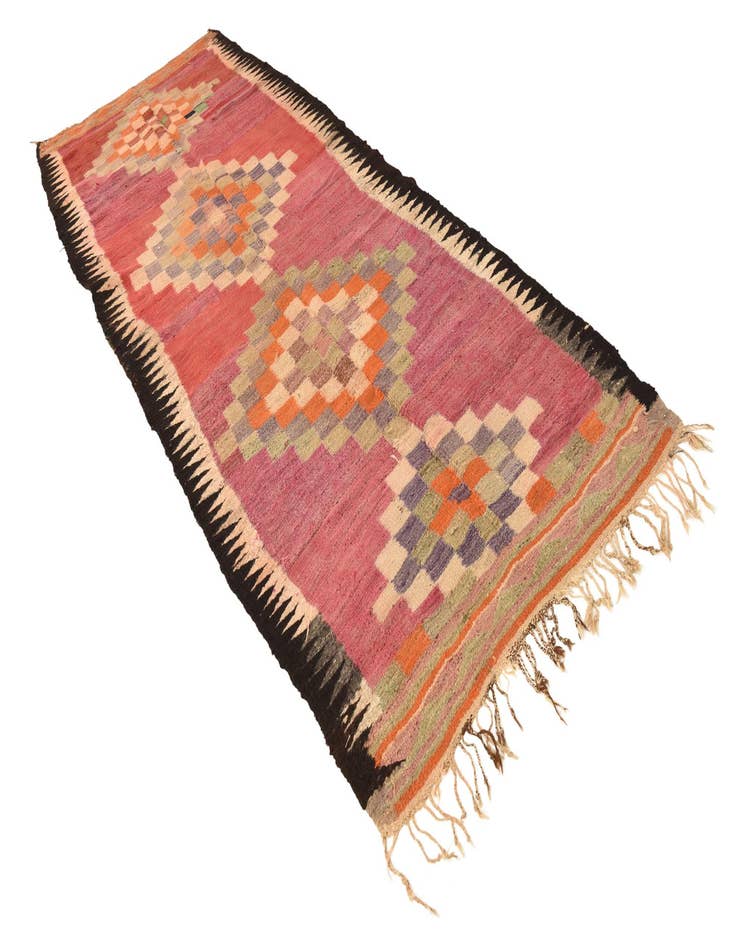 Detail image of 4' 2 x 10' 2  Hand Woven Kilim Fars Wool Runner Rug