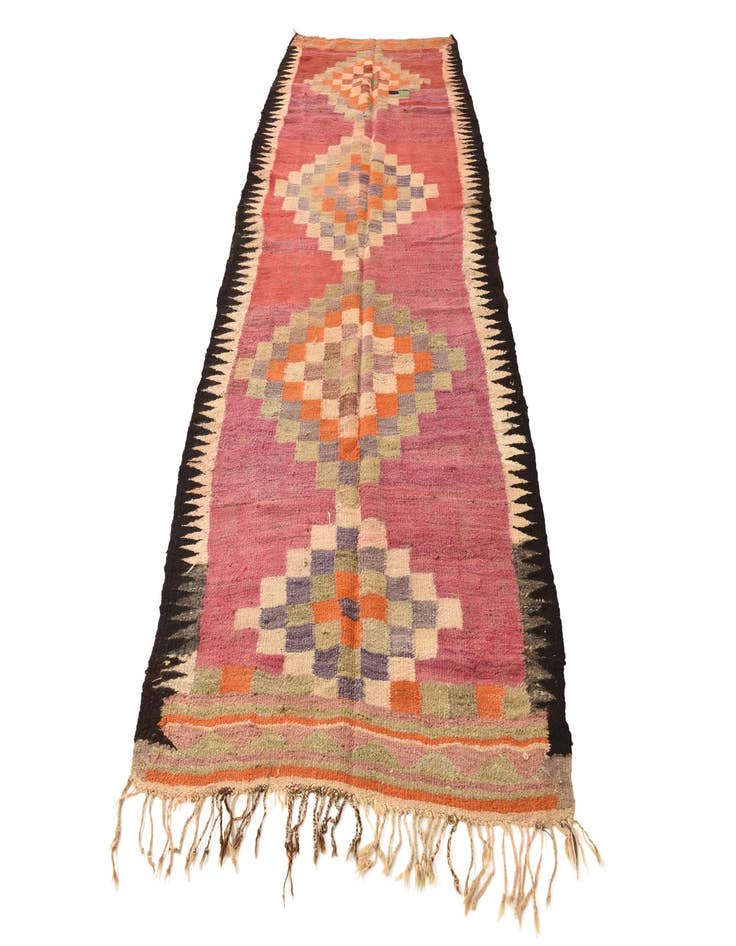 Detail image of 4' 2 x 10' 2  Hand Woven Kilim Fars Wool Runner Rug