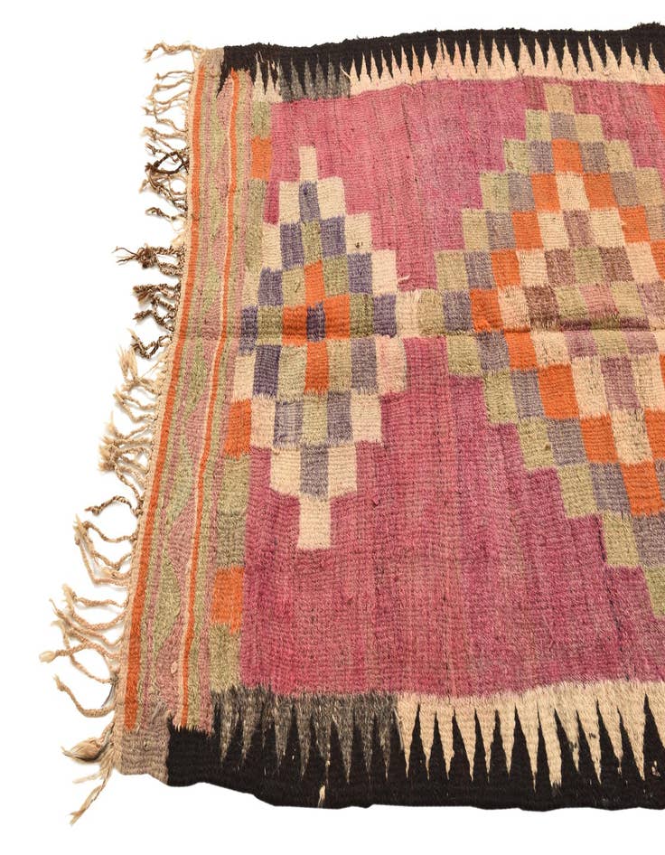 Detail image of 4' 2 x 10' 2  Hand Woven Kilim Fars Wool Runner Rug