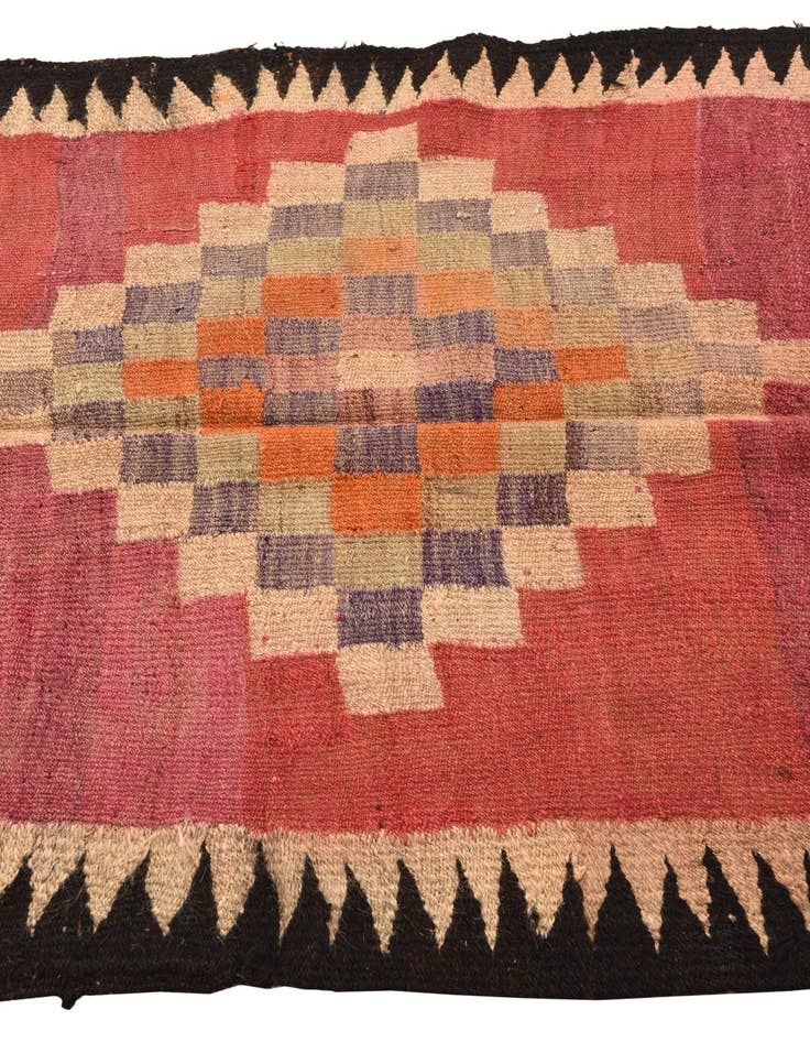 Detail image of 4' 2 x 10' 2  Hand Woven Kilim Fars Wool Runner Rug