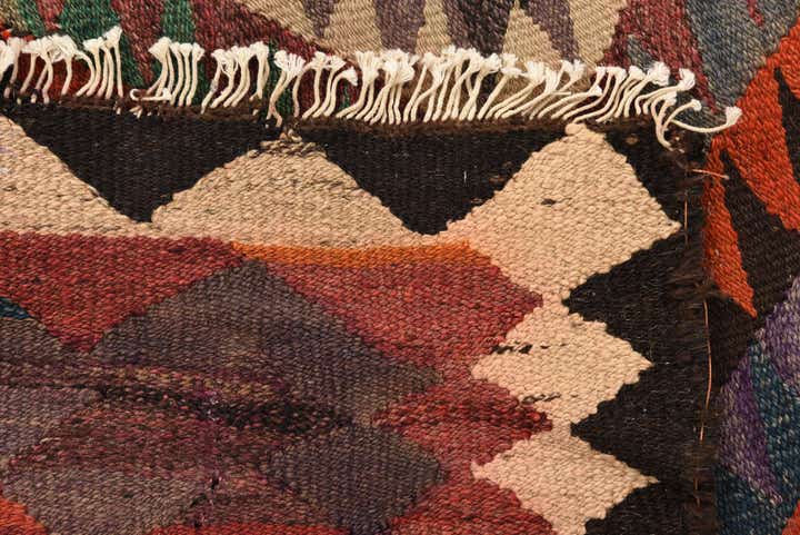 4' 2 x 9' 9 Hand Woven Kilim Fars Wool Runner Rug