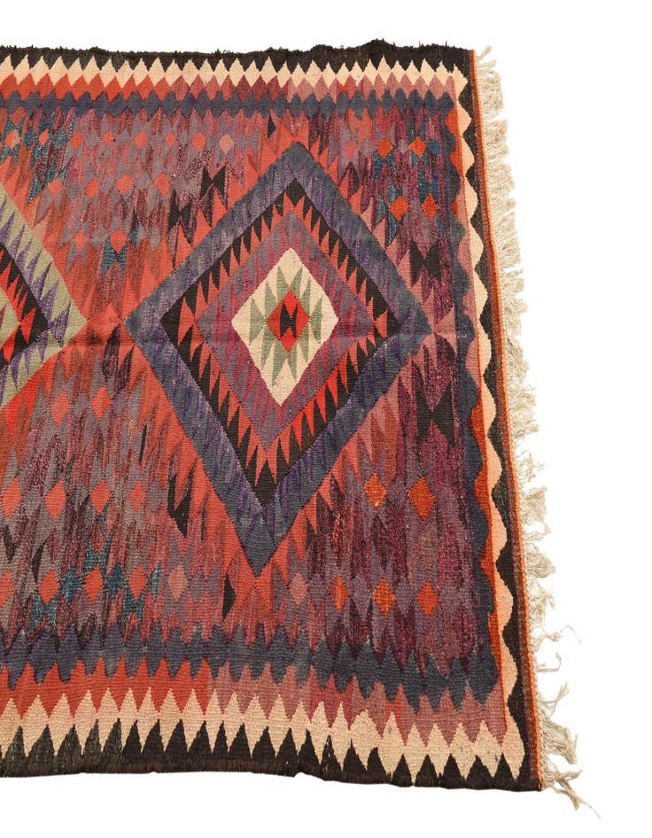Detail image of 4' 2 x 9' 9 Hand Woven Kilim Fars Wool Runner Rug