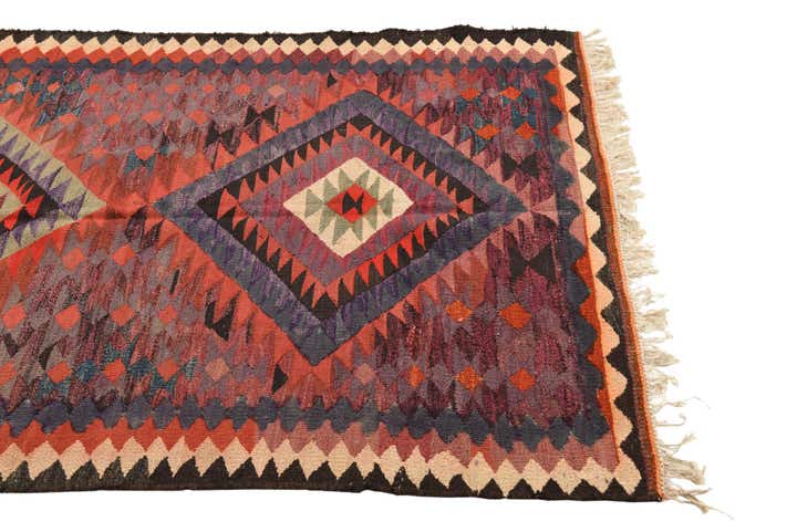 4' 2 x 9' 9 Hand Woven Kilim Fars Wool Runner Rug