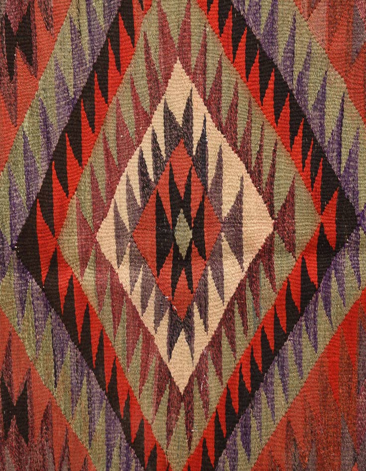 Detail image of 4' 2 x 9' 9  Hand Woven Kilim Fars Wool Runner Rug