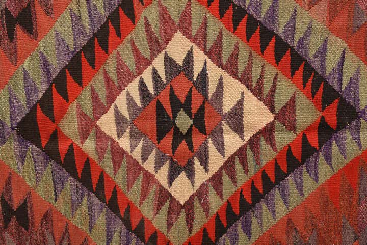 4' 2 x 9' 9 Hand Woven Kilim Fars Wool Runner Rug