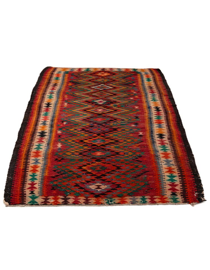 Detail image of 4' 5 x 8' 10  Hand Woven Kilim Fars Wool Runner Rug
