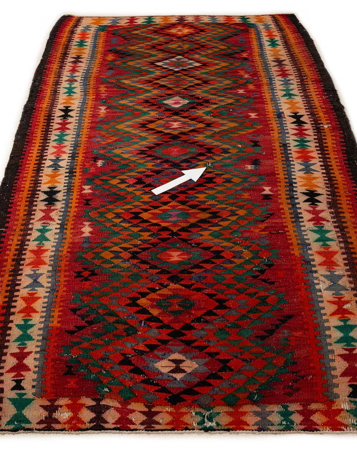 Detail image of 4' 5 x 8' 10  Hand Woven Kilim Fars Wool Runner Rug