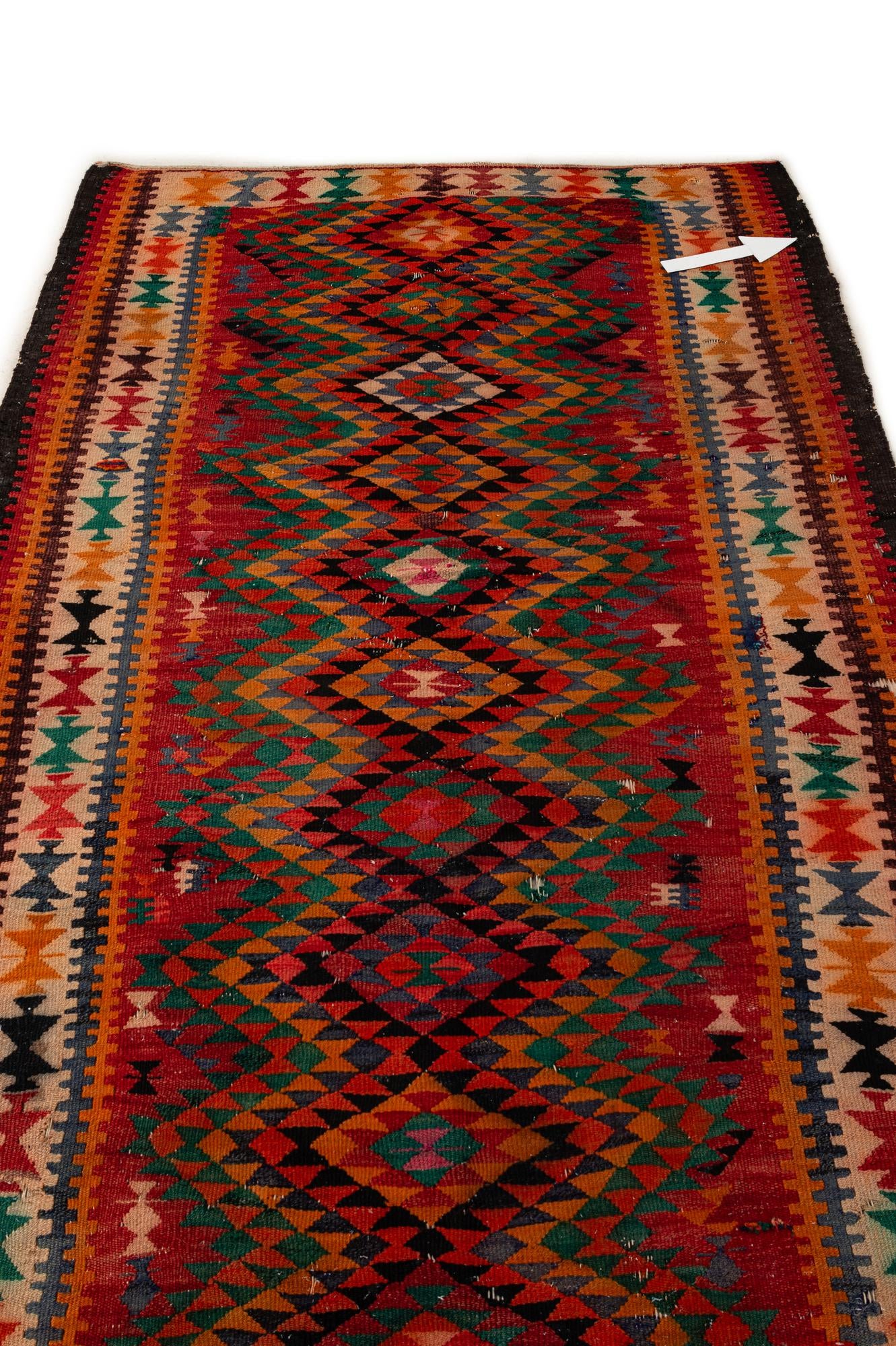 4' 5 x 8' 10 Hand Woven Kilim Fars Wool Runner Rug