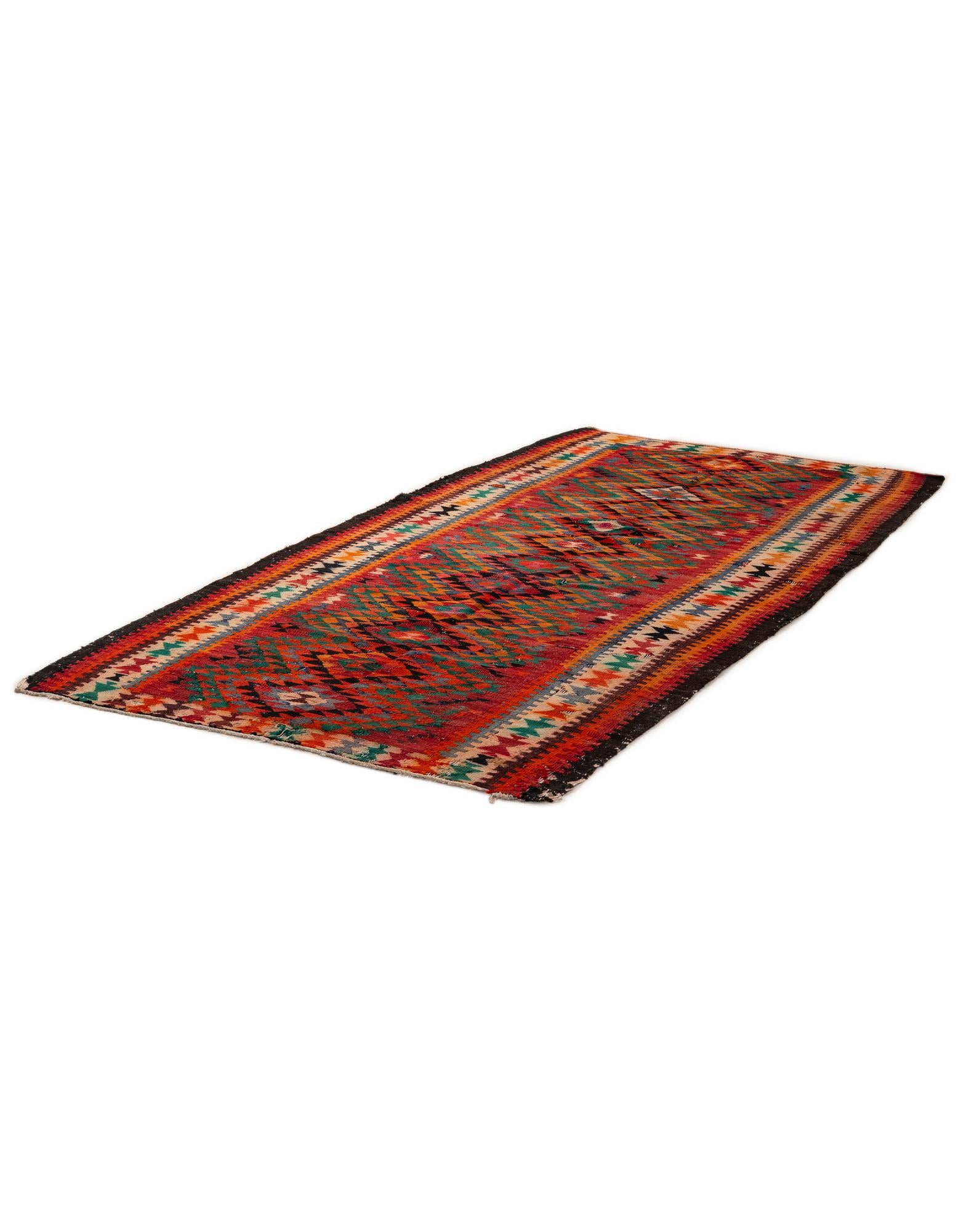 4' 5 x 8' 10 Hand Woven Kilim Fars Wool Runner Rug