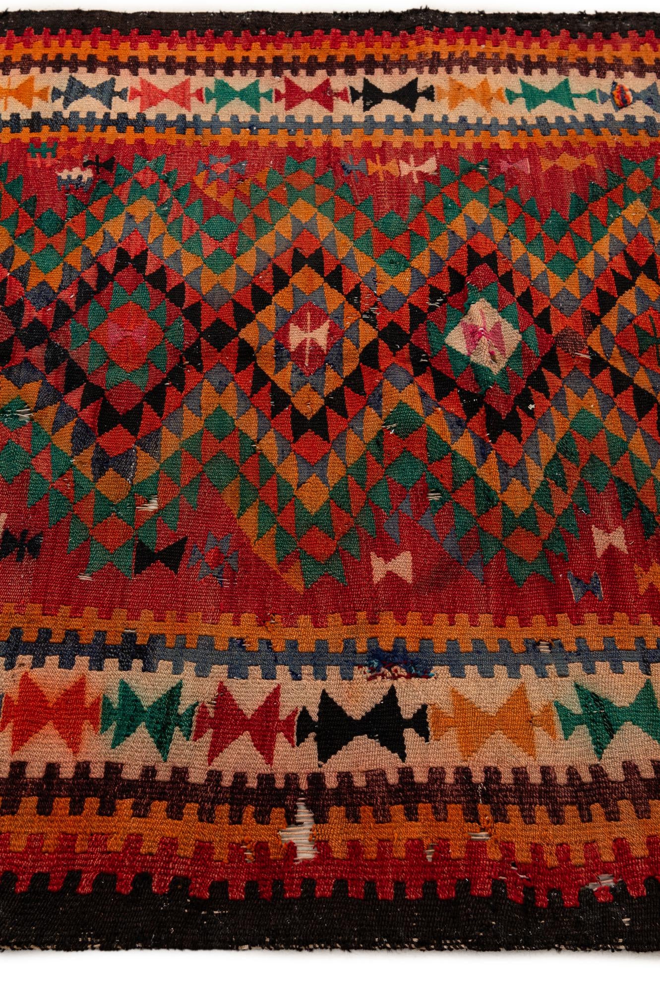 4' 5 x 8' 10 Hand Woven Kilim Fars Wool Runner Rug