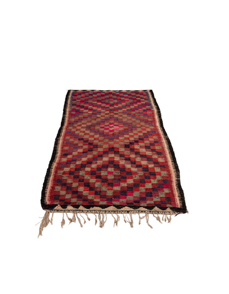 Detail image of 4' 6 x 9' 9  Hand Woven Kilim Fars Wool Runner Rug