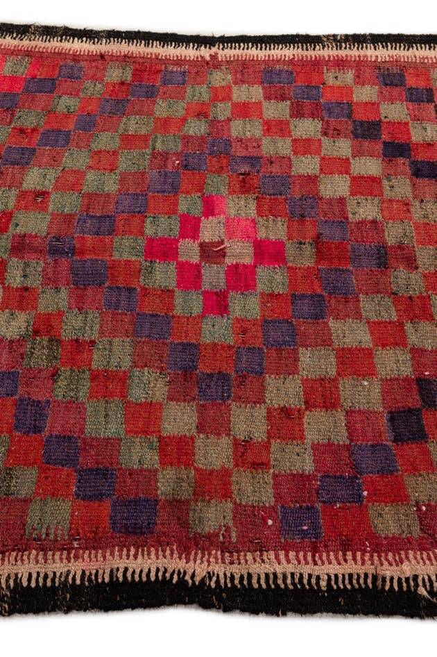 Detail image of 4' 6 x 9' 9 Hand Woven Kilim Fars Wool Runner Rug