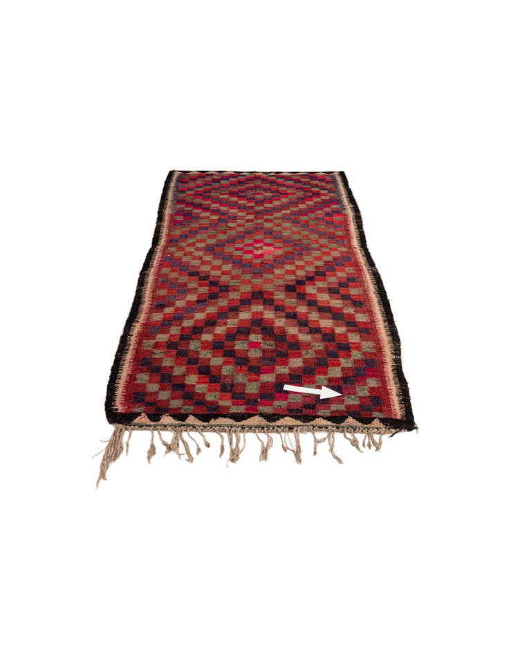 Detail image of 4' 6 x 9' 9  Hand Woven Kilim Fars Wool Runner Rug