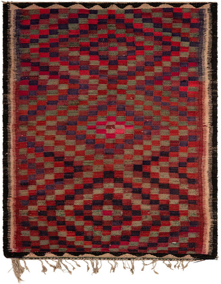 Detail image of 4' 6 x 9' 9 Hand Woven Kilim Fars Wool Runner Rug
