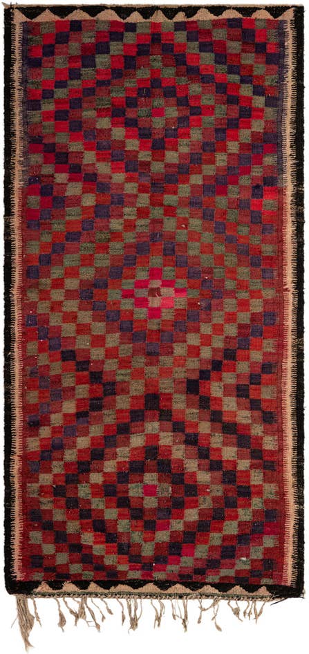 Detail image of 4' 6 x 9' 9 Hand Woven Kilim Fars Wool Runner Rug