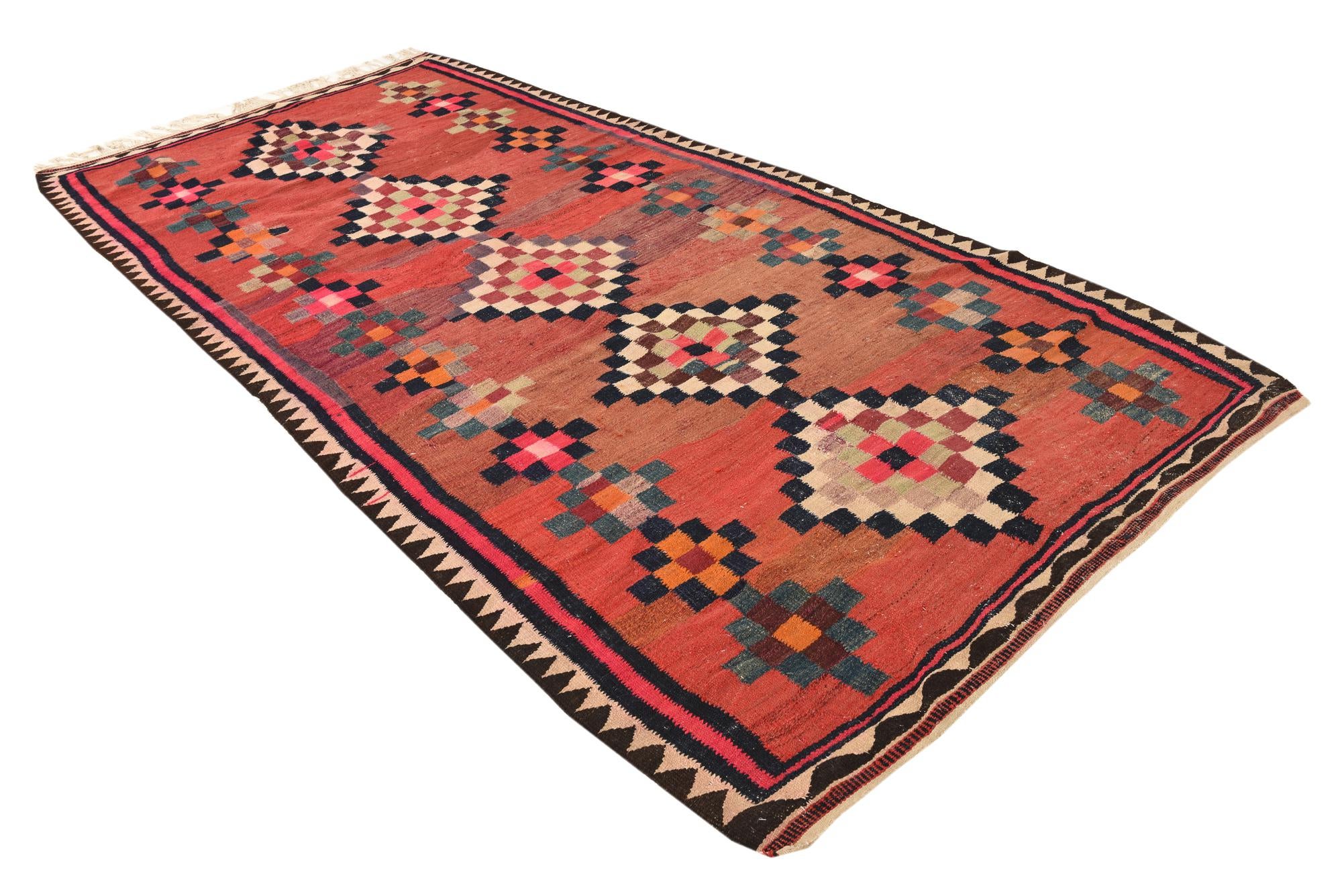 5' x 10' 9 Hand Woven Kilim Fars Wool Runner Rug