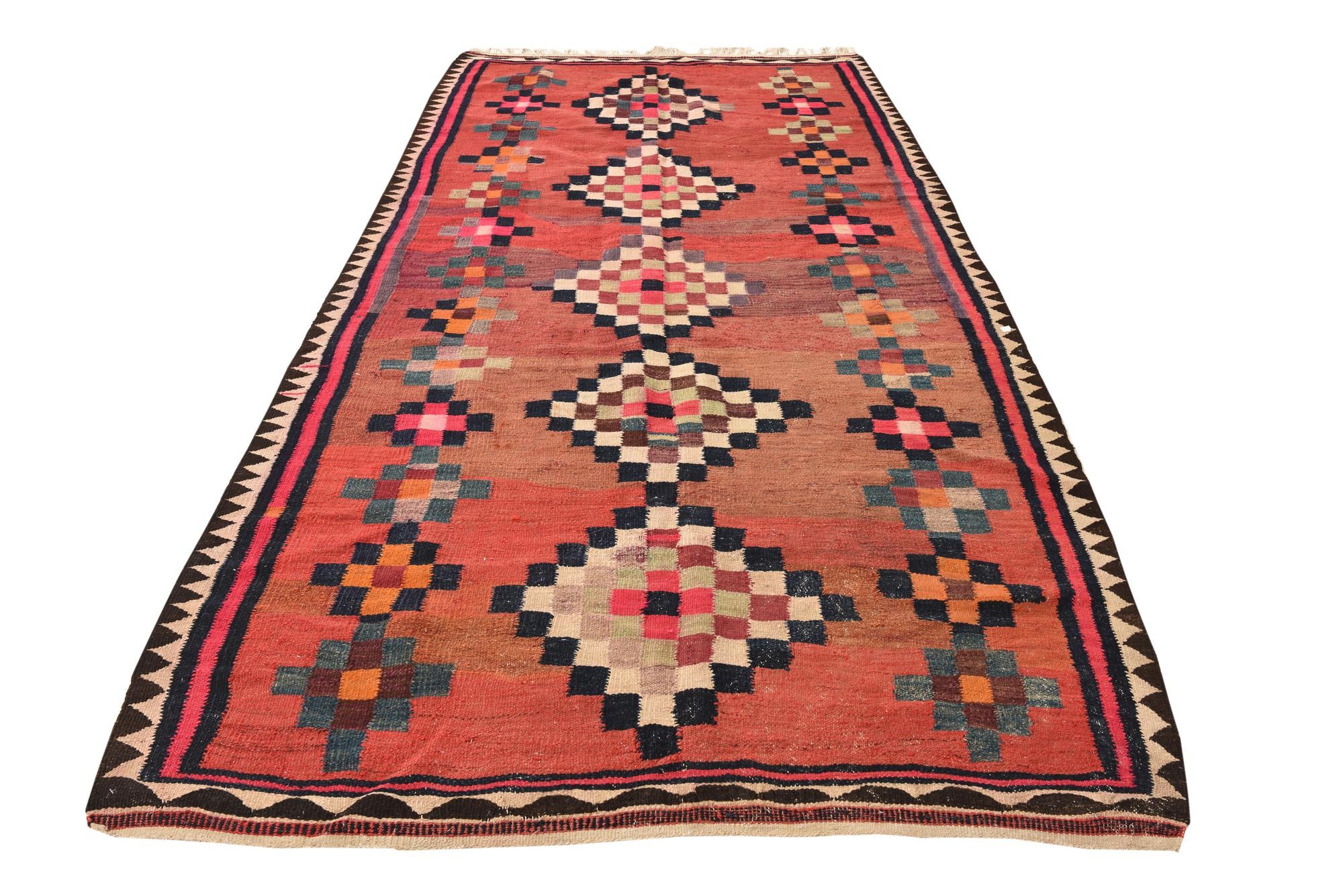 5' x 10' 9 Hand Woven Kilim Fars Wool Runner Rug