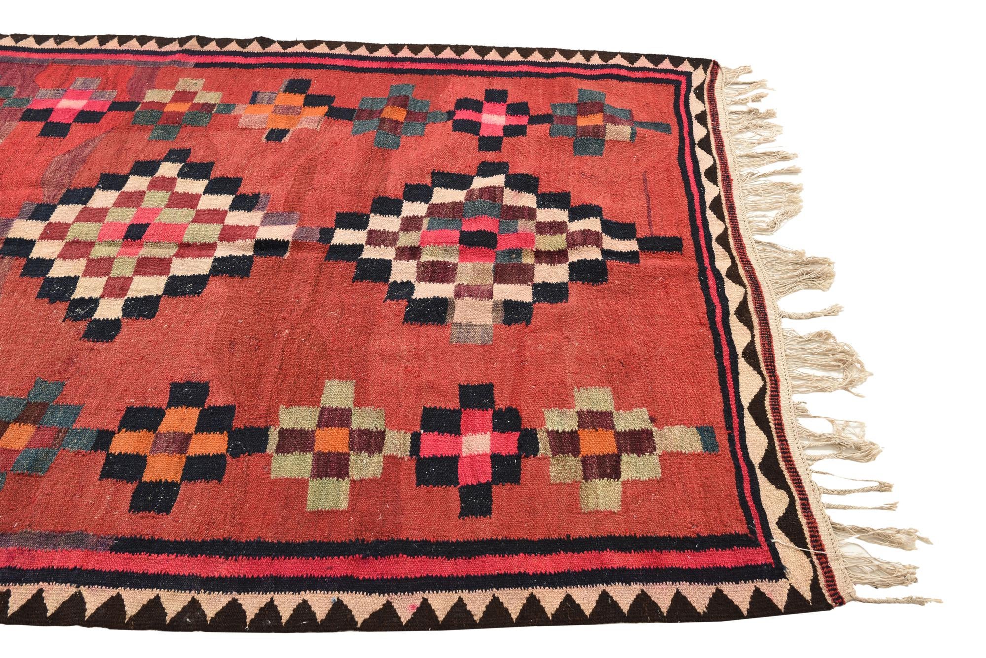 5' x 10' 9 Hand Woven Kilim Fars Wool Runner Rug