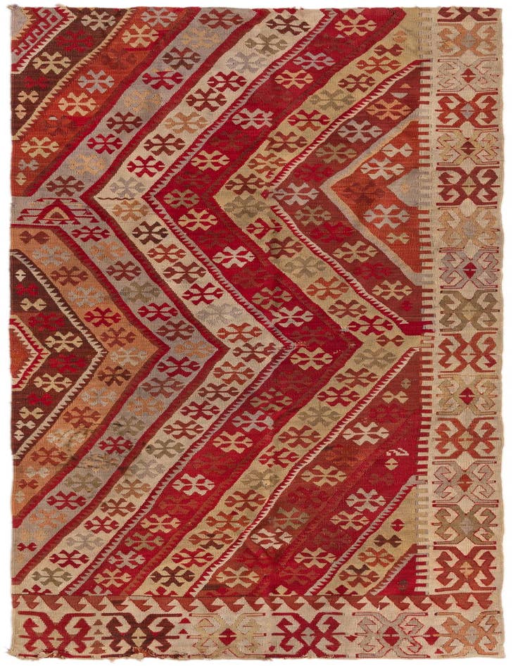 Detail image of 3' 2 x 7' 2 Hand Woven Kilim Fars Wool Runner Rug
