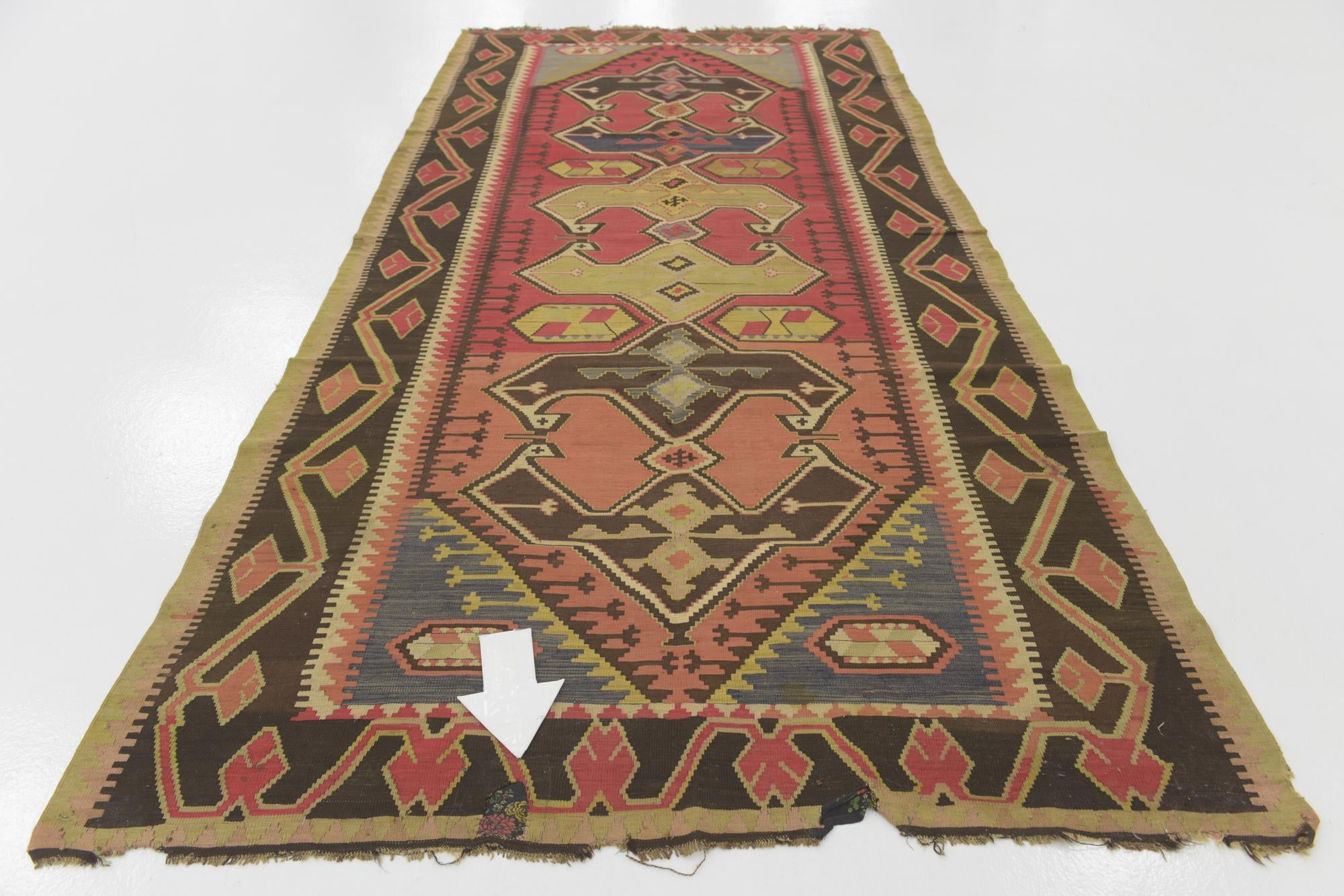5' 4 x 11' 2 Hand Woven Kilim Fars Wool Runner Rug