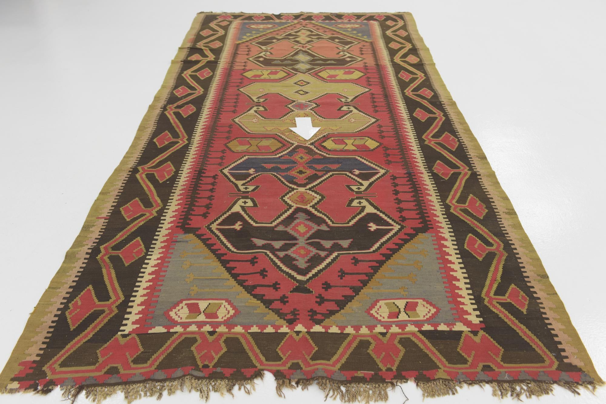 5' 4 x 11' 2 Hand Woven Kilim Fars Wool Runner Rug